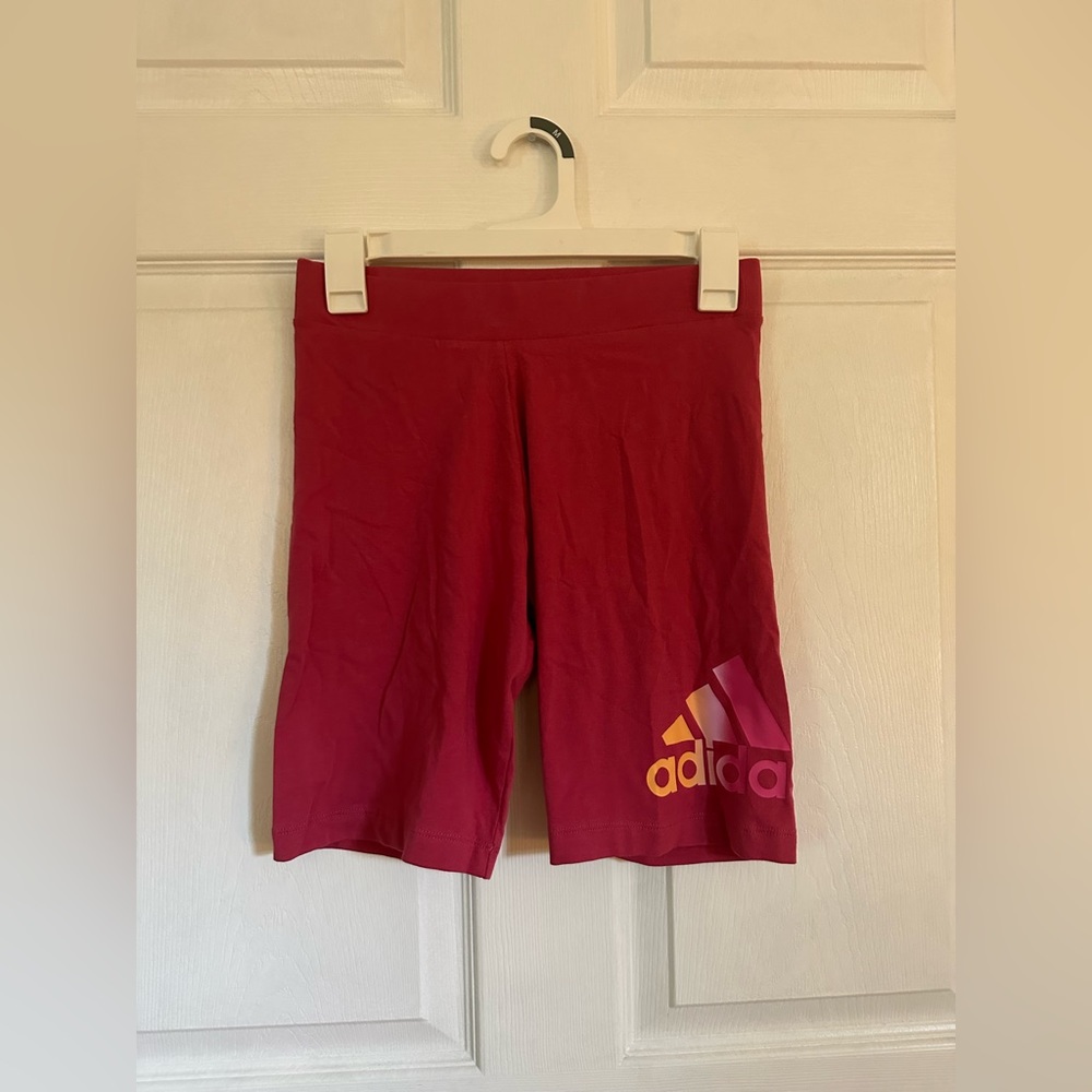 Adidas biker shorts small bright pink